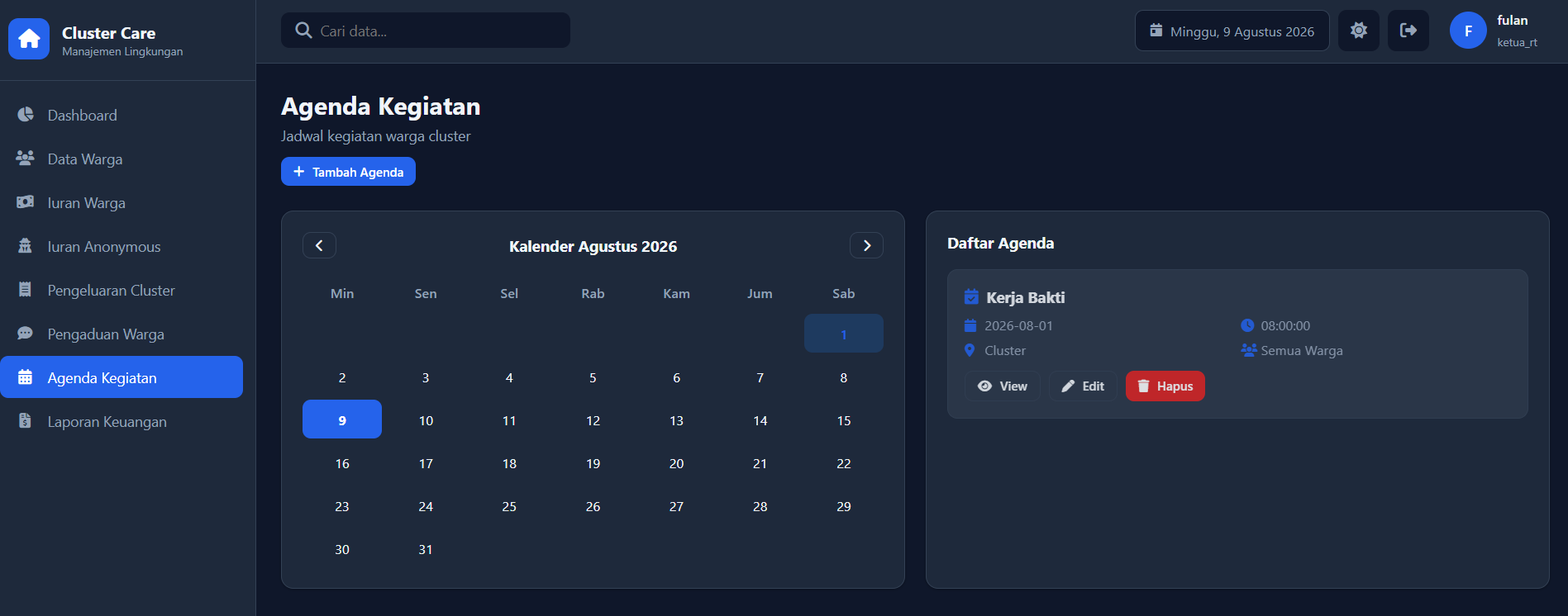 Agenda Kegiatan